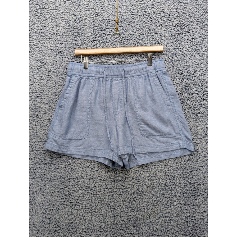 GAP Linen Blend Pull On Shorts Size S Cottage Boho Lagenlook Beach Summer Blue